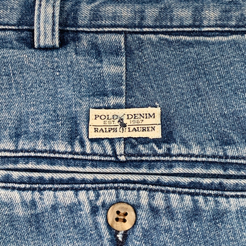 POLO by RALPH LAUREN Size 35 Blue Denim Tapered Pleated Jeans