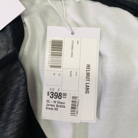 HELMUT LANG Robe à Ourlet Bouffant Superposé en Coton Noir et Blanc Taille XS