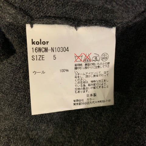 KOLOR Size XL Grey Black Leopard  Print Wool V Neck Pullover