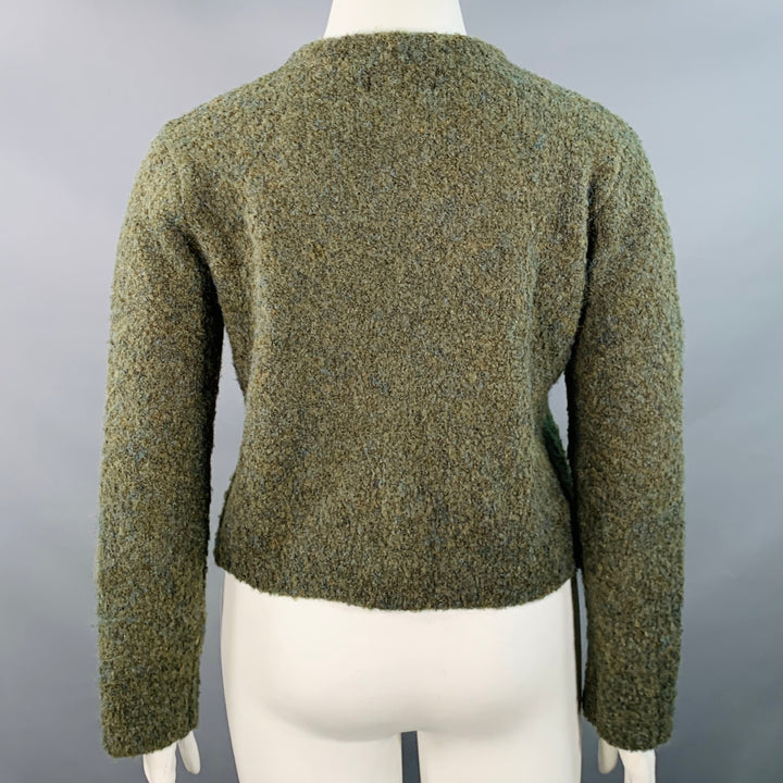 MIJEONG PARK Size M/L Green Polyester Blend Melange Knit Cropped Cardigan