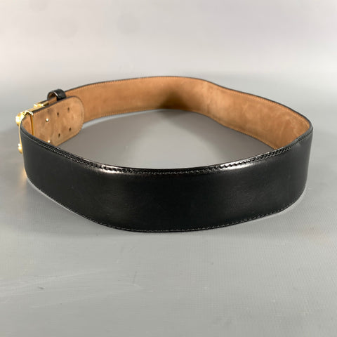 MOSCHINO Waist Size 44 Black Leather Belt