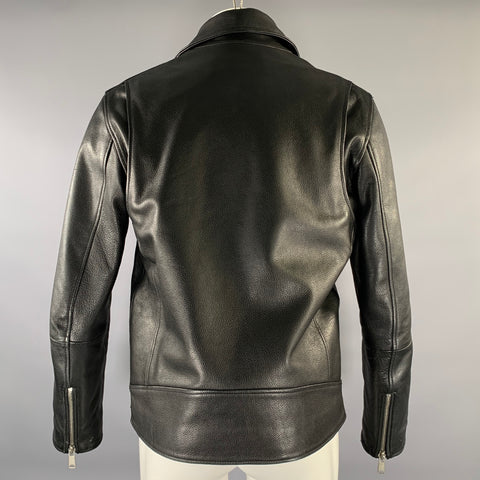 SCOTCH AND SODA Chest Size M Black Crackled Leather Moto Racer Jacket