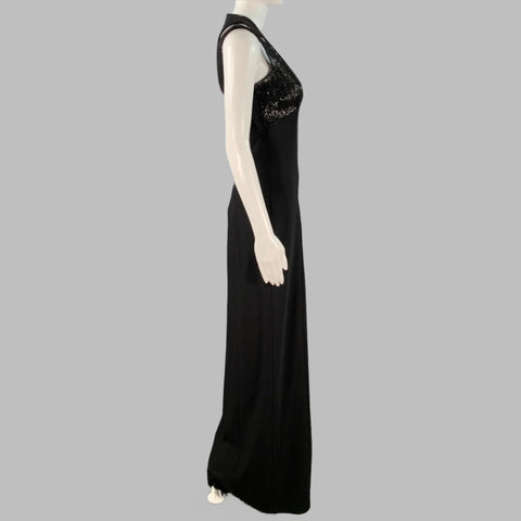 MICHAEL KORS Size 2 Black Virgin Wool Blend Cutout Sequined Evening Gown