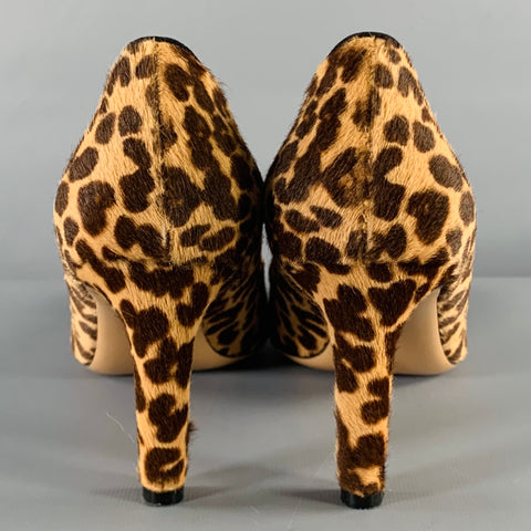 SALVATORE FERRAGAMO Size 9 -Carla- Brown Beige Calf Hair Animal Print Bow Pumps