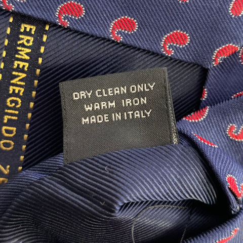 ERMENEGILDO ZEGNA Navy Red Paisley Silk Tie