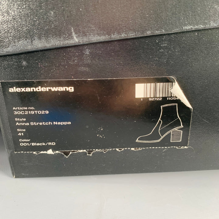 ALEXANDER WANG Size 11 Anna Black Lambskin Leather Stretch Cut Out Chunky Heel Boots