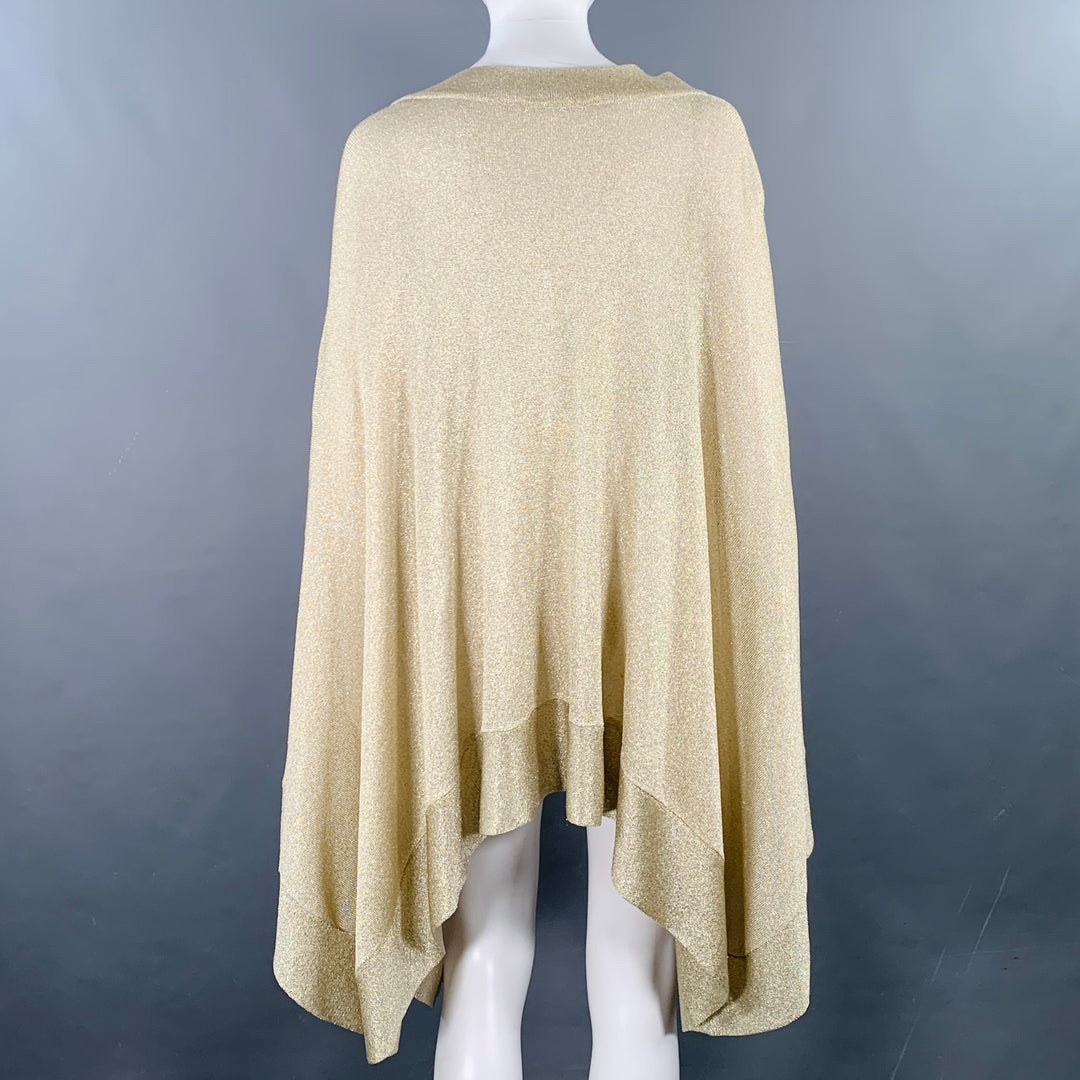 MISSONI Size 6 Gold Metallic Viscose Blend Knit Poncho Sweater