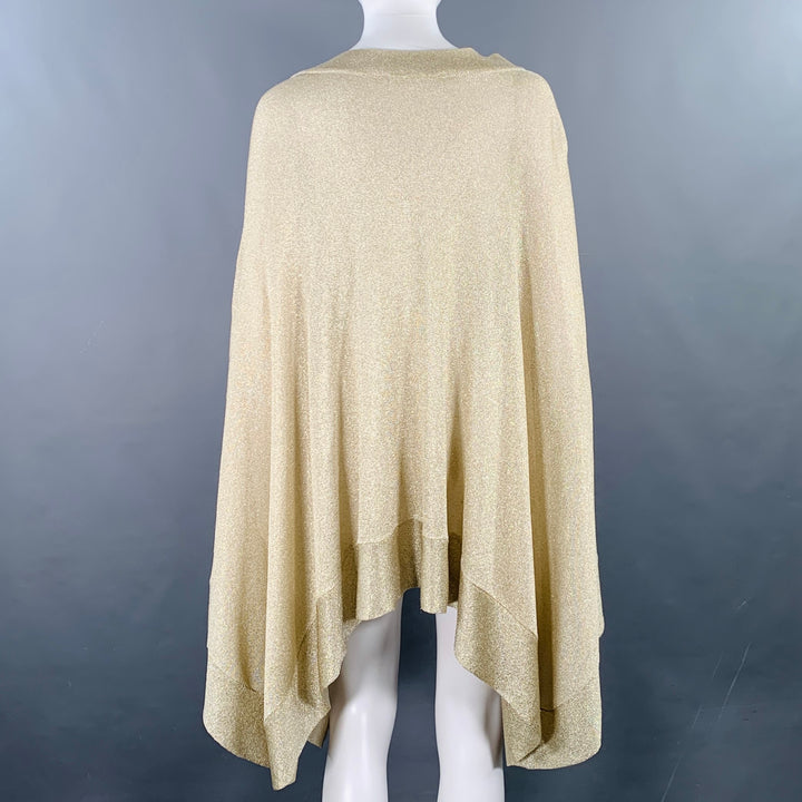 MISSONI Size 6 Gold Metallic Viscose Blend Knit Poncho Sweater