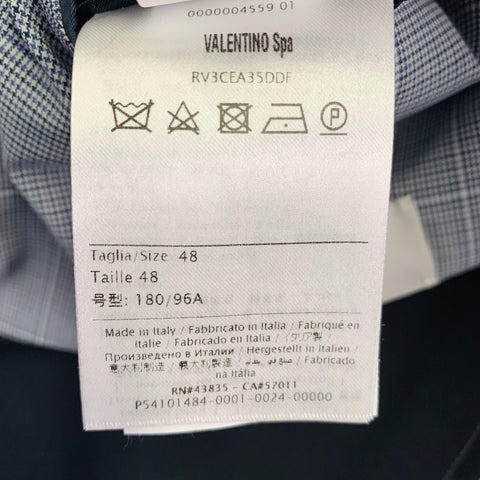 Costume VALENTINO Taille 38 Laine à Carreaux Bleu Gris Col Cranté