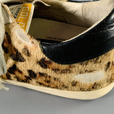 GOLDEN GOOSE Size 9 Beige Brown Calf Hair Mixed Patterns Low Top Sneakers
