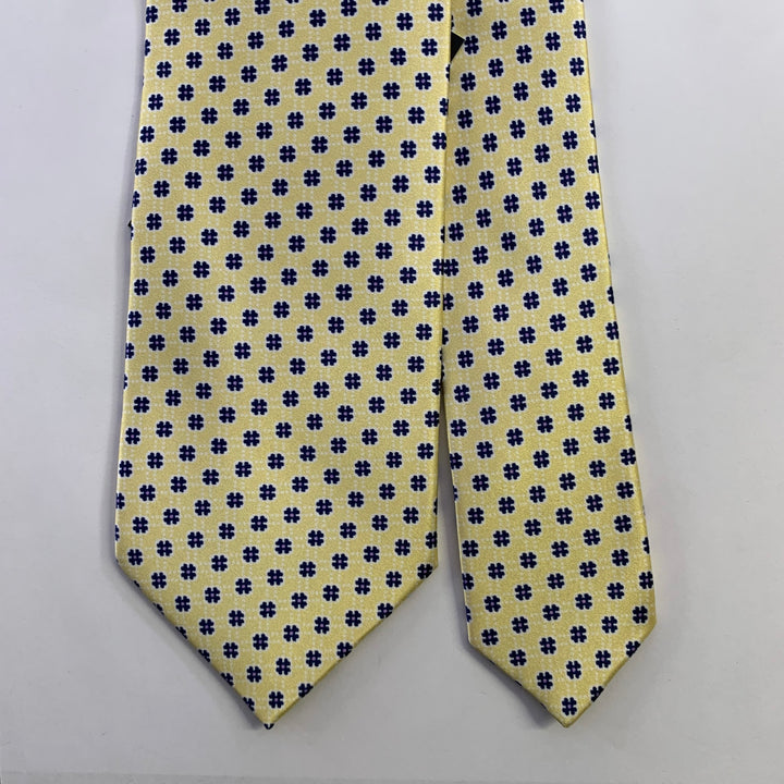 DOLCEPUNTA Light Yellow Blue Floral Silk Tie