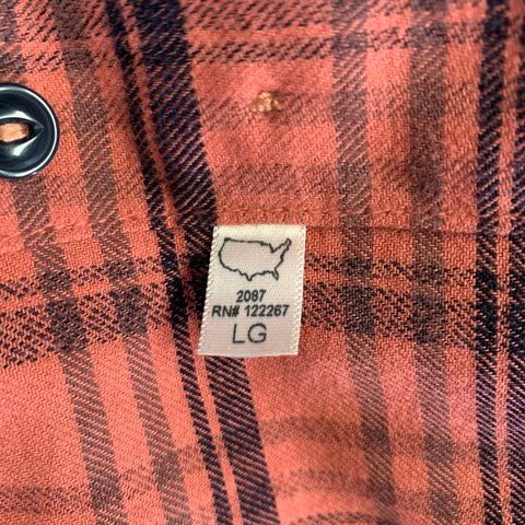 Chemise à manches longues S.K.U. motif carreaux brique grise en coton taille L à une poche