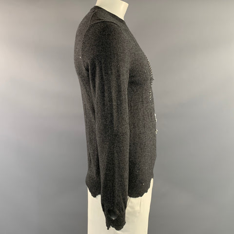 ALEXANDER MCQUEEN AW2017 Size L Grey Distressed Wool & Cashmere Crew Neck Sweater