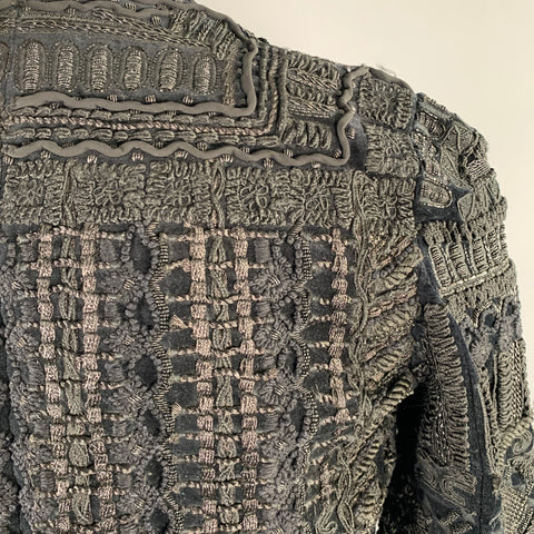 BALMAIN X H&M Size 36 Black Beaded Cotton Polyester Jacket
