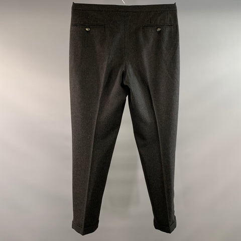 DOLCE & GABBANA Size 34 Black Dark Grey Wool Blend Dress Pants