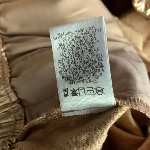 A.L.C. Size M Copper Linen Metallic Elastic Waistband Shorts