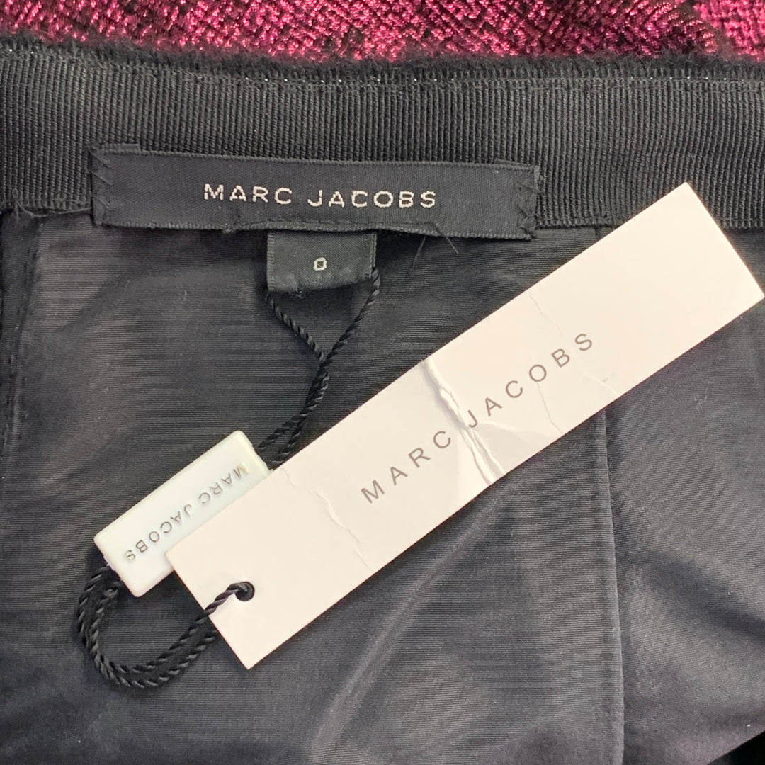 MARC JACOBS Size 0 Pink Black Polyester Woven A-Line Knee Length Skirt