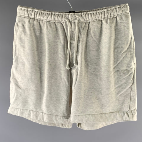 Y-3 Size L Grey Heathered Polyester Blend Sweat Shorts