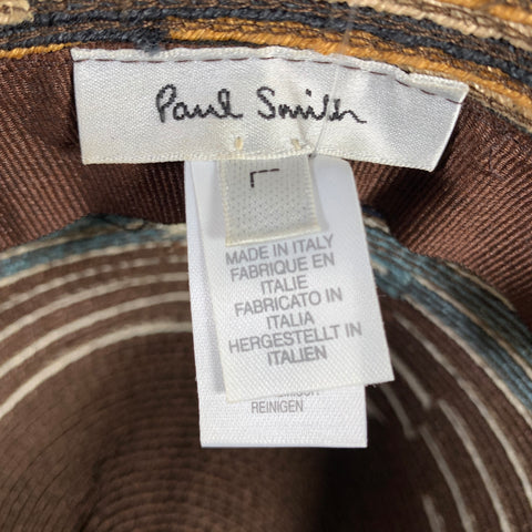 PAUL SMITH Size L Brown Beige Woven Hemp Hats