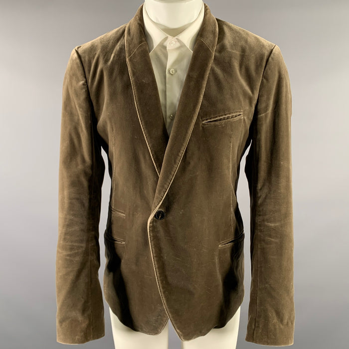 HAIDER ACKERMANN Taille M Veste Blazer Velours Coton Élasthanne Gris Beige