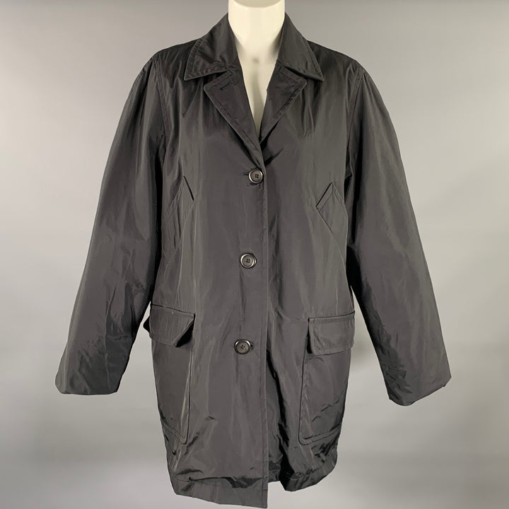 MAX MARA Size 8 Black Nylon Trench Jacket