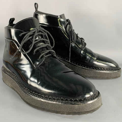 VINCE Size 11 Black Patent Leather Ankle Lace-Up Shoes