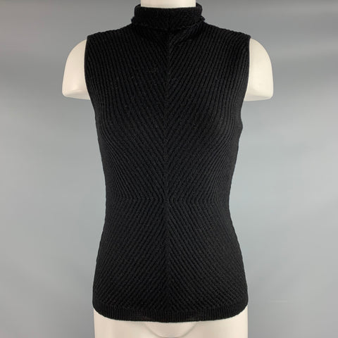 PIAZZA SEMPIONE Size M Black Knit Chevron Sleeveless Casual Top