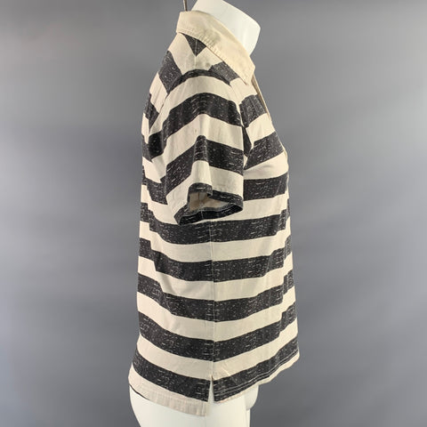VIVIENNE WESTWOOD Size L White Grey Stripe Cotton Polo