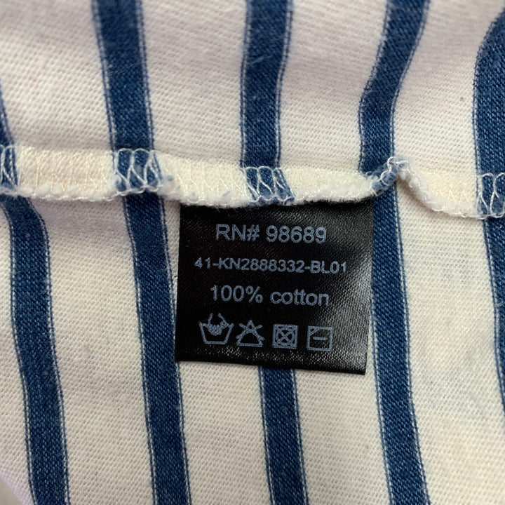 TODD SNYDER Size M White Blue Stripe Cotton Crew Neck Pullover