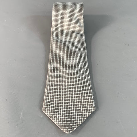 BATTISTONI One Size Grey Silver Textured Silk Tie