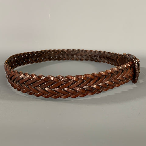 RALPH LAUREN Waist Size 0 Brown Woven Leather Belt