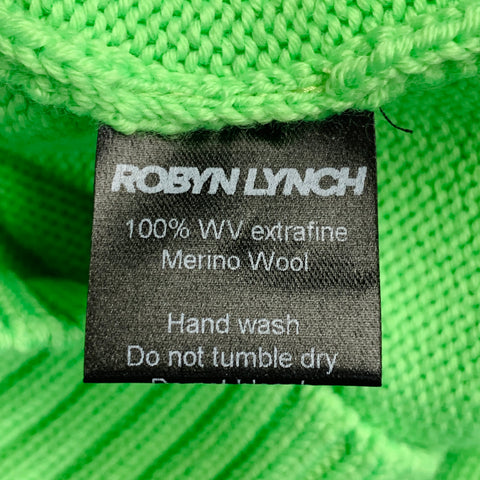 ROBYN LYNCH Size S Neon Green Merino Wool Cashmere Crew Neck Sweater