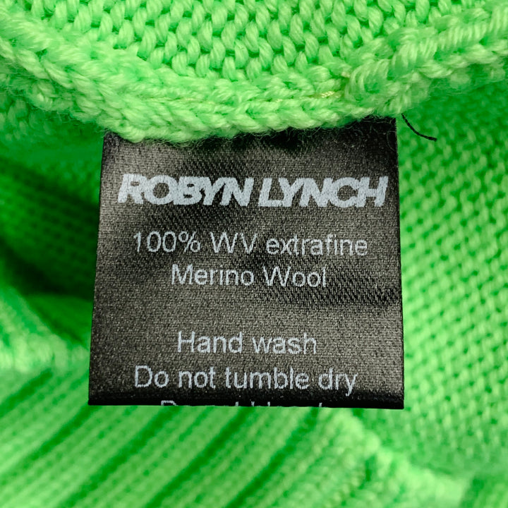 ROBYN LYNCH Size S Neon Green Merino Wool Cashmere Crew Neck Sweater