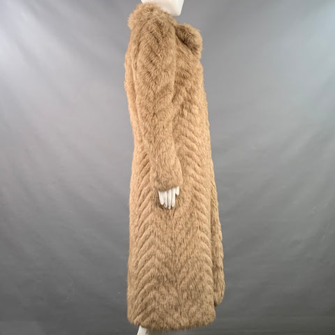 BALENCIAGA 2023 Size XS Beige Shaggy Faux Fur Hook Eye Coat