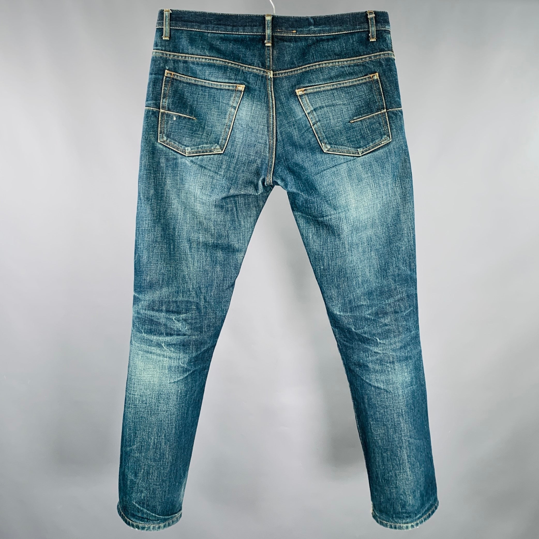 DIOR HOMME Size 31 Blue Washed Cotton Button Fly Jeans – Sui