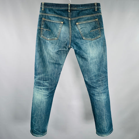 DIOR HOMME Size 31 Blue Washed Cotton Button Fly Jeans