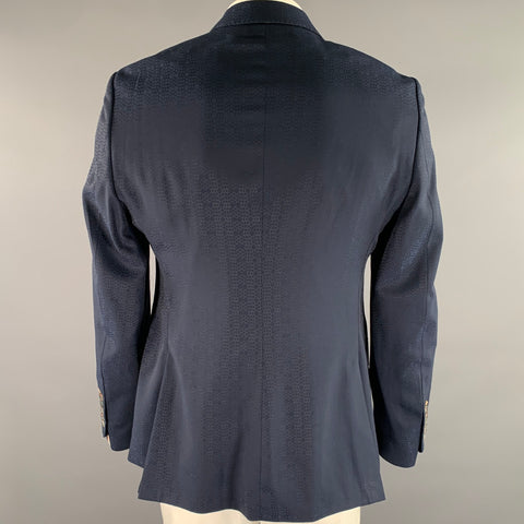 MACEOO Size 44 Navy Scale Print Viscose Blend Notch Lapel Sport Coat