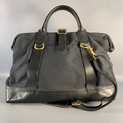MALLE LONDON Black Canvas Leather Trim Handbag