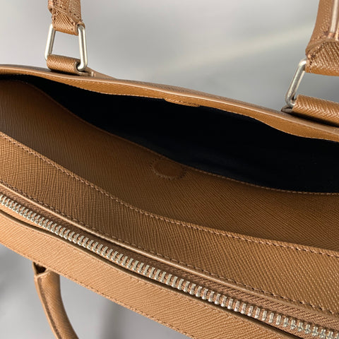 SANDRO -H19 Downtown Large- Brown Textured Leather Briefcase