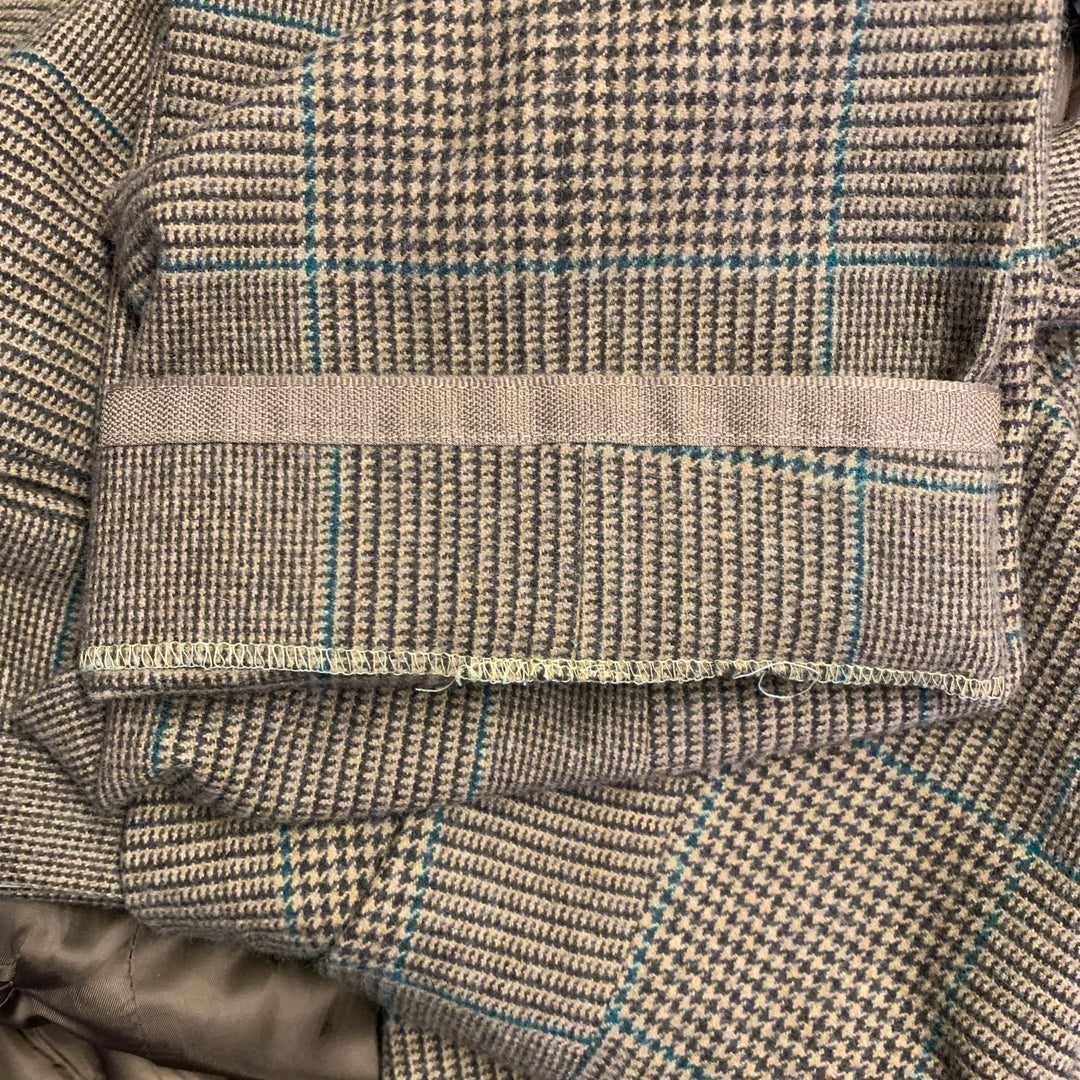 POLO by RALPH LAUREN Size 42 Long Brown Green Houndstooth Notch Lapel Suit
