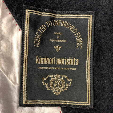 KIMINORI MORISHITA Chest Size 42 Black Textured Angora Blend Sport Coat