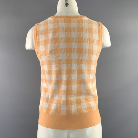 KINROSS Size S Orange White Cotton Gingham Tank Casual Top