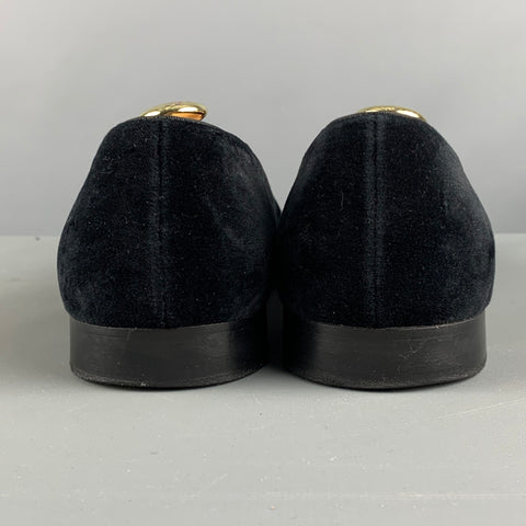 RALPH LAUREN Size 9 Black Textured Velvet Slip On Loafers