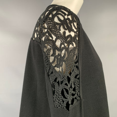 Gilet noir en laine vierge avec empiècements en dentelle DOROTHEE SCHUMACHER Taille 2