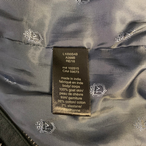 Blouson d'aviateur en cuir bleu marine John Varvatos taille L