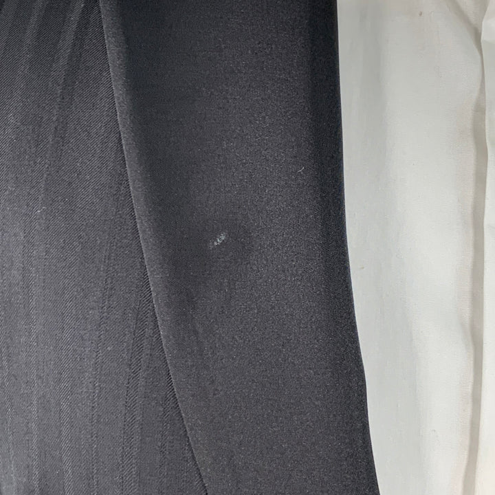 PAUL SMITH Size 36 Soho Black Stripe Wool Satin Peak Lapel Sport Coat