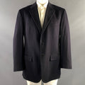 Front view of black Polo by Ralph Lauren notch-lapel sport coat on a mannequin, with two-button front and flap pockets.