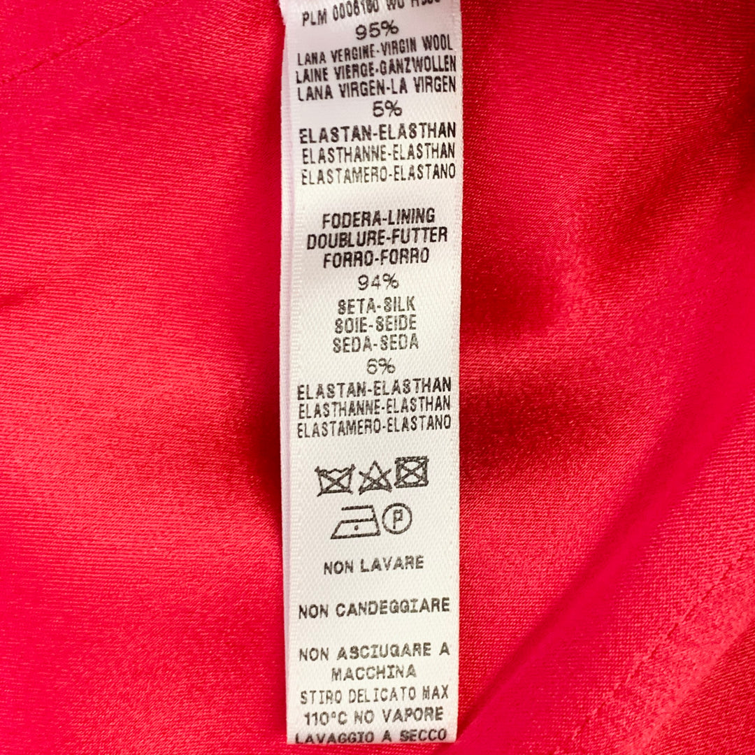 LA PERLA Size 4 Hot Pink Wool Blend Double Breasted Pantsuit