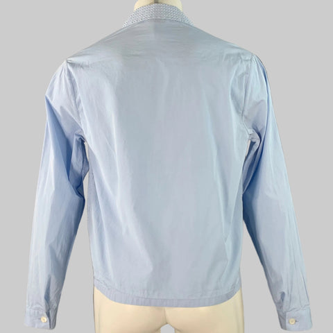 PRADA Taille M Blouson zippé en coton clouté bleu et argent