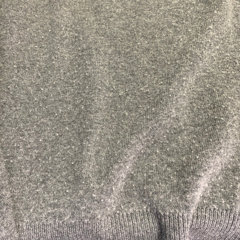 Cardigan ouvert à manches courtes en maille tricotée grise et blanche avec col châle, Taille M, SANS MARQUE